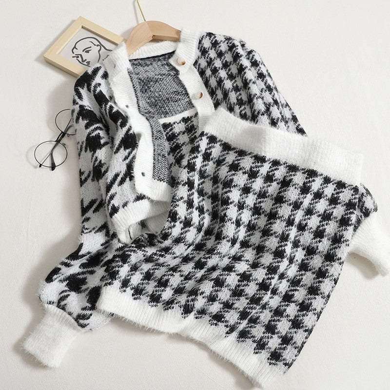 Fall Winter Sweater Three Piece Skirt Sets For Women-Soco Hoodie