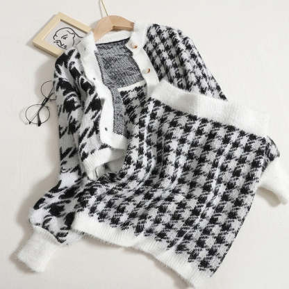 Fall Winter Sweater Three Piece Skirt Sets For Women-Soco Hoodie