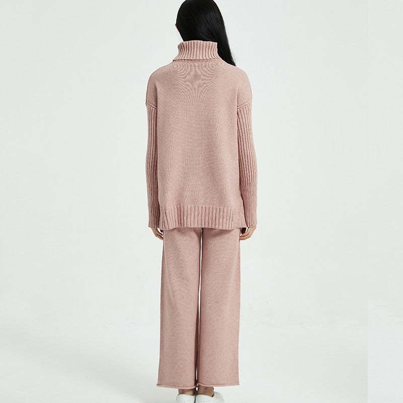 Thick Turtleneck Pullover Sweater Sets For Women-Soco Hoodie