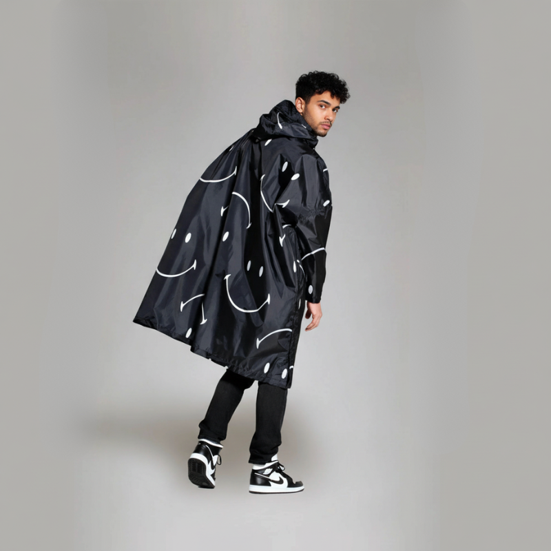 Unisex Smiles Patterned Design Rain Poncho