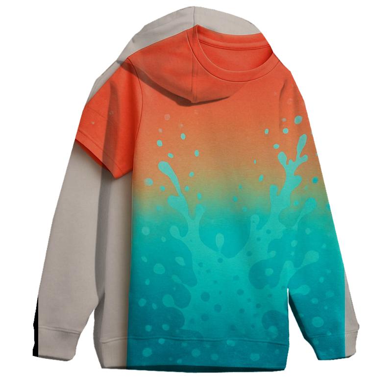 Bold Coral Splash Oversized Hoodie