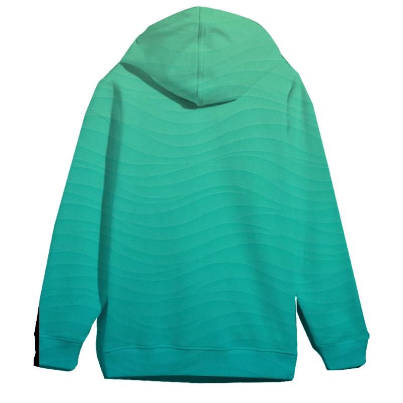 Charming Aqua Wave Gradient Oversized Hoodie