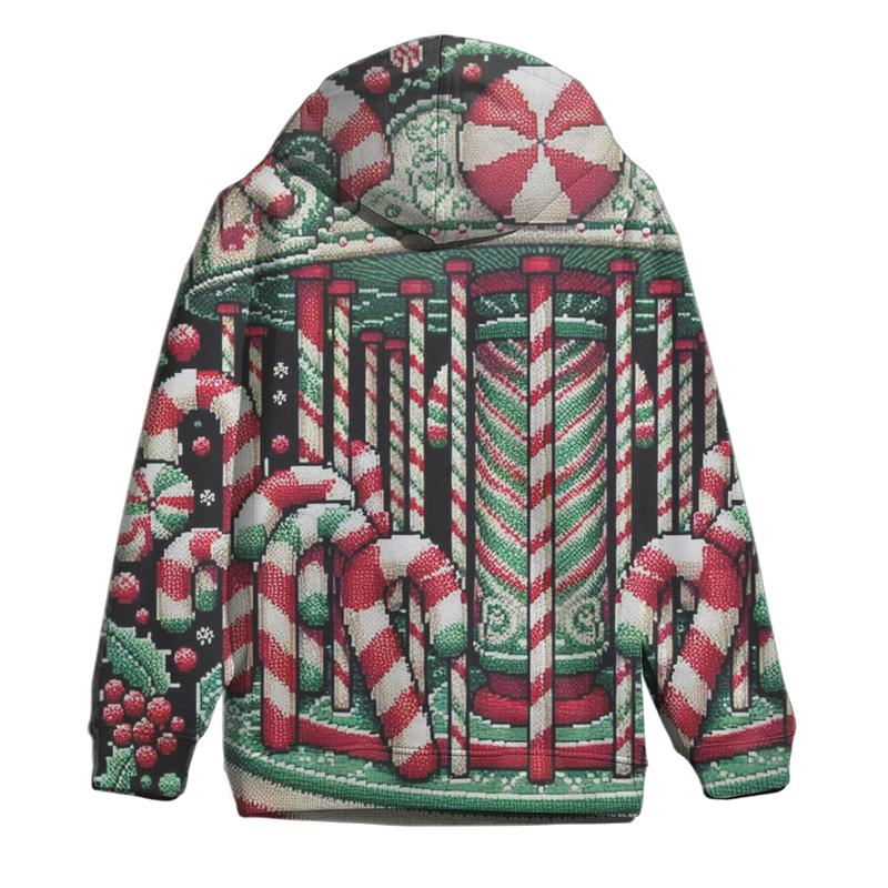 Candy Cane Carousel Design Oversized Hoodie