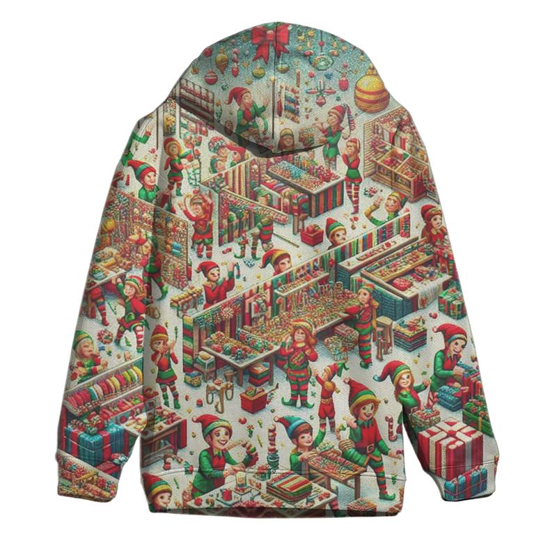 Whimsical Elf Workshop Design Oversized Hoodie