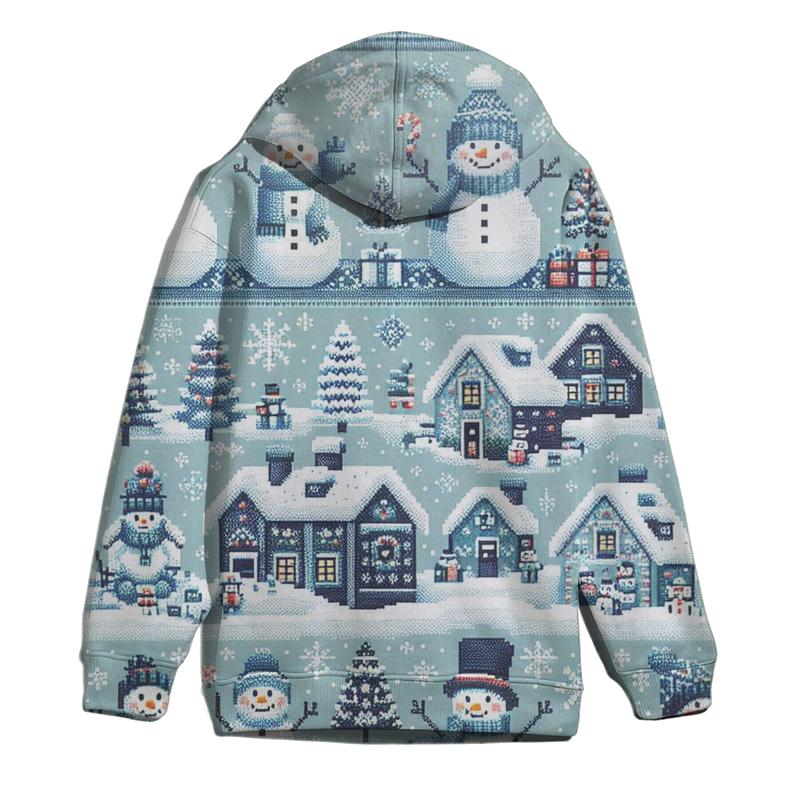 Merry Snowman Village Design Oversized Hoodie
