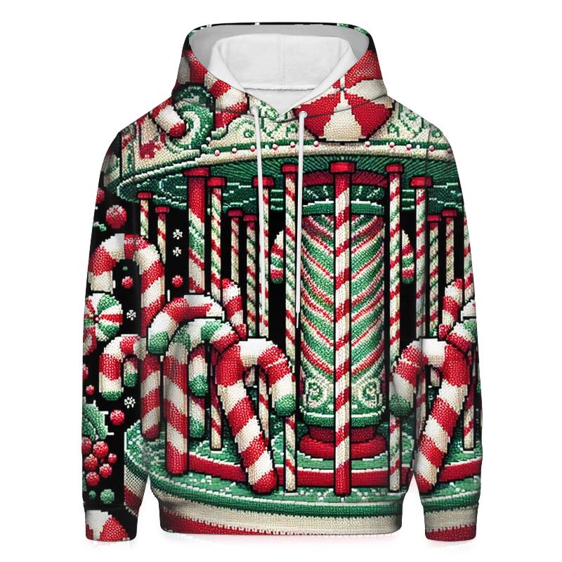 Candy Cane Carousel Design Oversized Hoodie