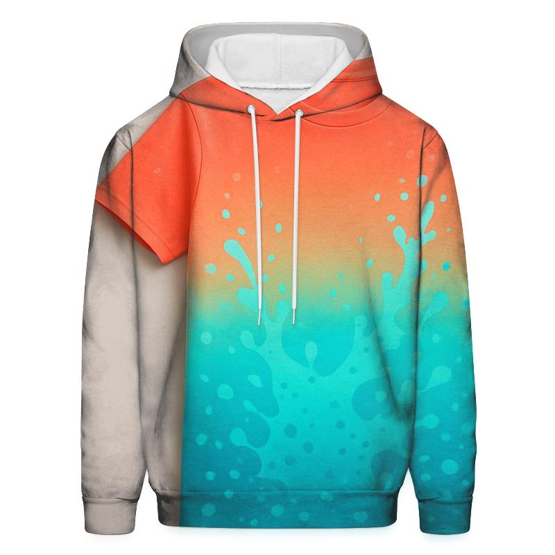 Bold Coral Splash Oversized Hoodie
