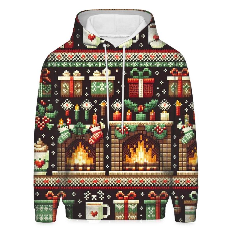 Cozy Fireplace Gathering Design Oversized Hoodie