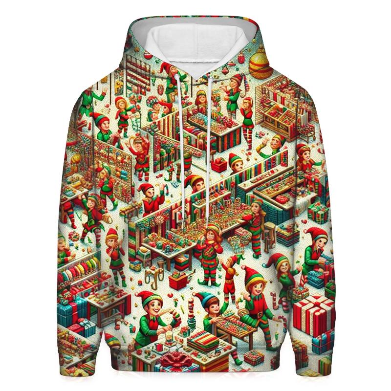 Whimsical Elf Workshop Design Oversized Hoodie