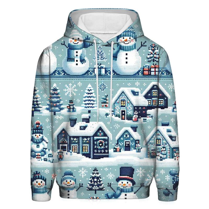 Merry Snowman Village Design Oversized Hoodie