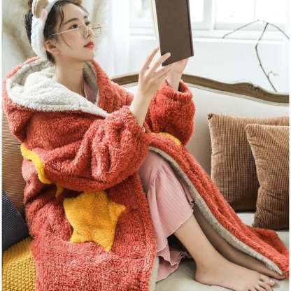 Oversized Giant Star Pattern Blanket Hoodie Coat-Soco Hoodie