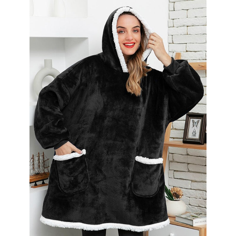 Oversized Winter Flannel Giant Hooded Sweatshirt-Soco Hoodie