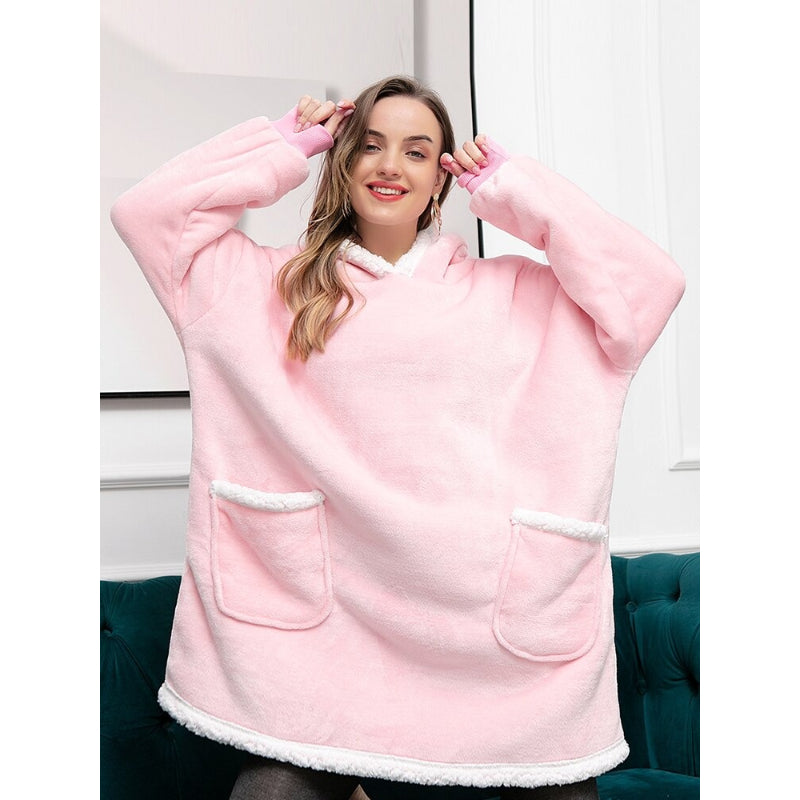 Oversized Winter Flannel Giant Hooded Sweatshirt-Soco Hoodie