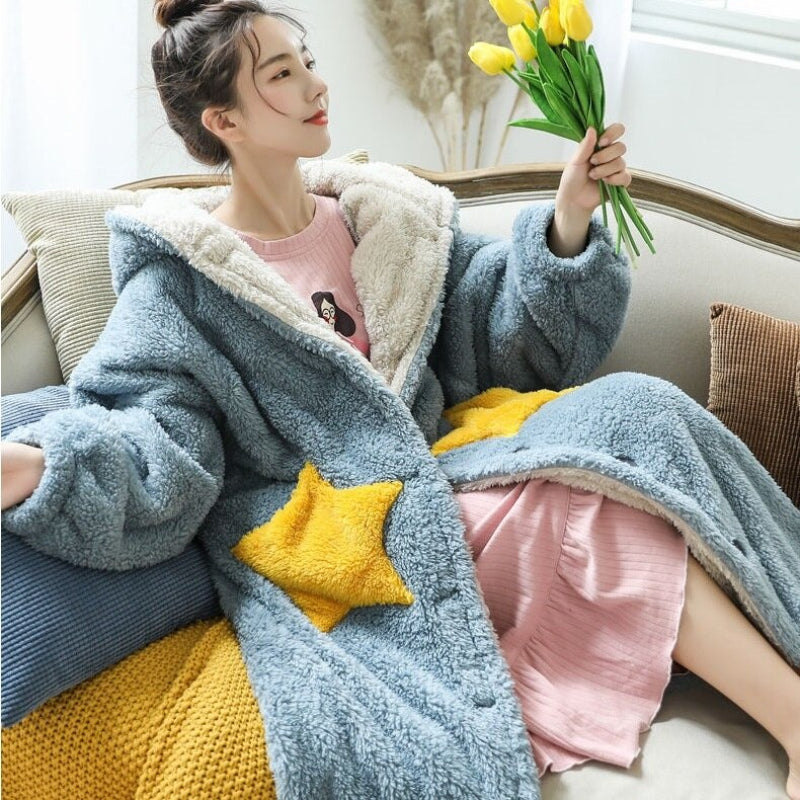 Oversized Giant Star Pattern Blanket Hoodie Coat-Soco Hoodie