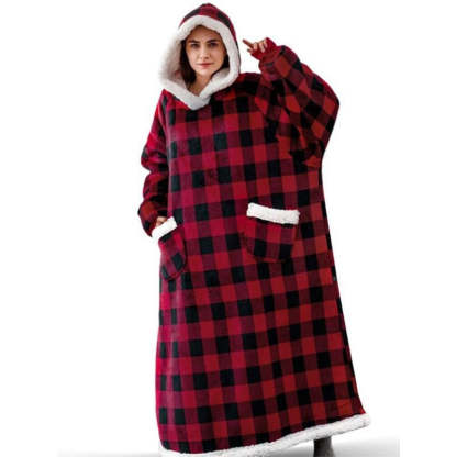 Oversized Checkered Giant Hooded Wearable Blanket-Soco Hoodie