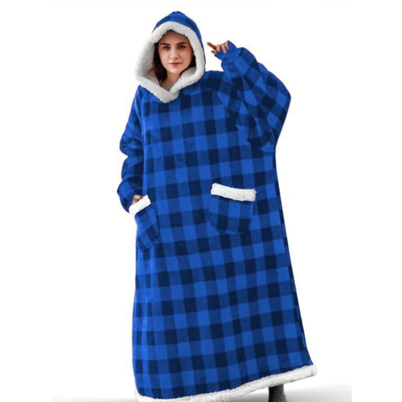 Oversized Checkered Giant Hooded Wearable Blanket-Soco Hoodie