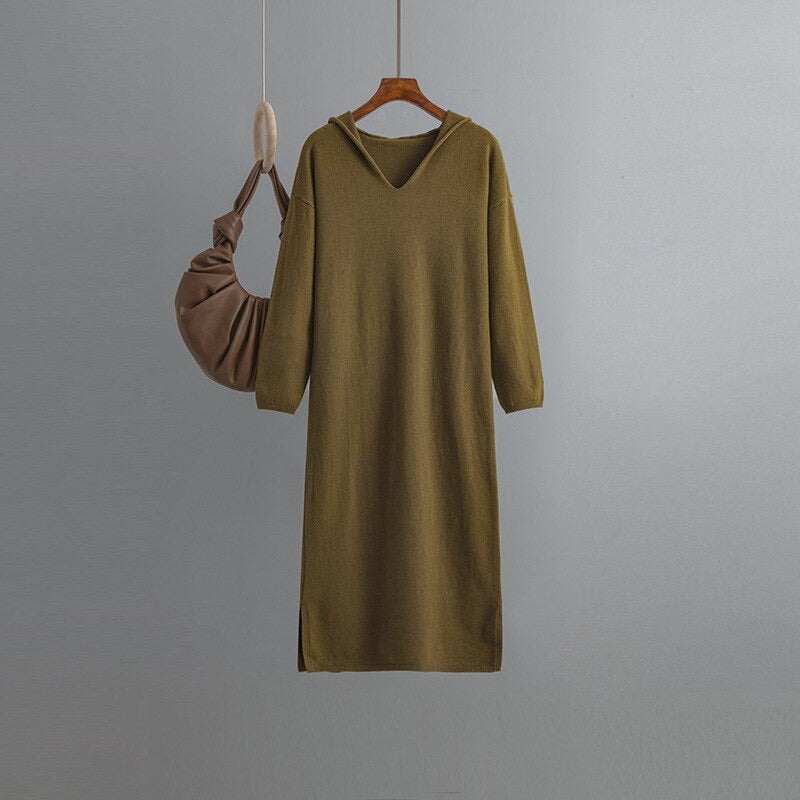 Casual Hooded Long Sweater Dress For Women-Soco Hoodie