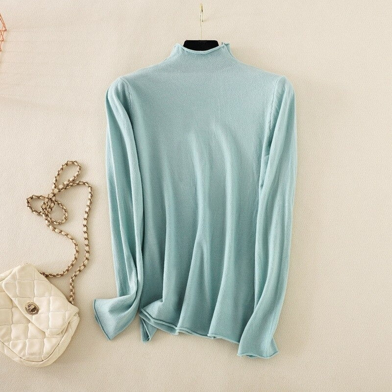 Mock Neck Basic Solid Pullover For Women-Soco Hoodie
