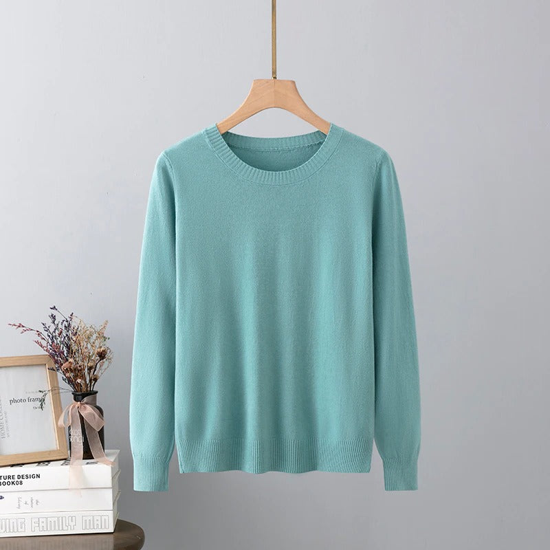 Cashmere O-Neck Solid Long-Sleeved Pullover For Women-Soco Hoodie