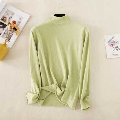 Mock Neck Basic Solid Long Sleeve Jumper For Women-Soco Hoodie