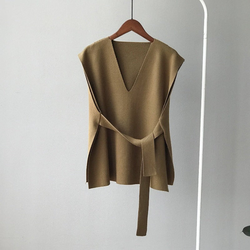 Retro Loose Knitted Sweater Vest For Women-Soco Hoodie