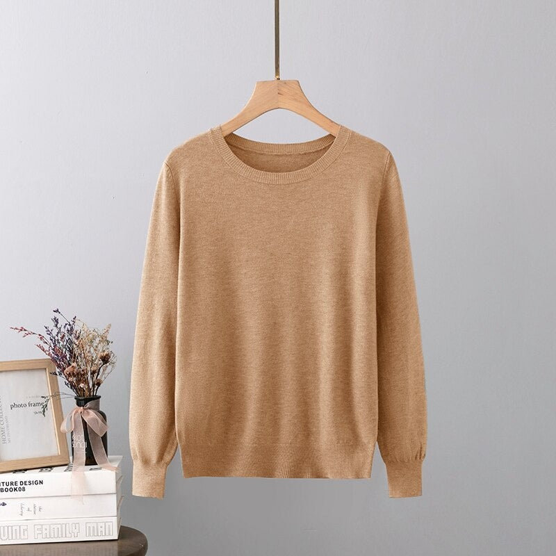 Warm Base Cashmere O-Neck Long-Sleeved Pullover-Soco Hoodie