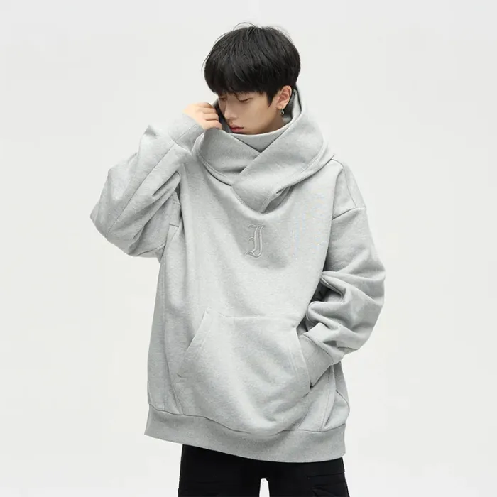 Oversized Double Layer Contour Hop Pullover Hoodie For Men