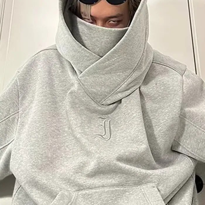 Oversized Double Layer Contour Hop Pullover Hoodie For Men