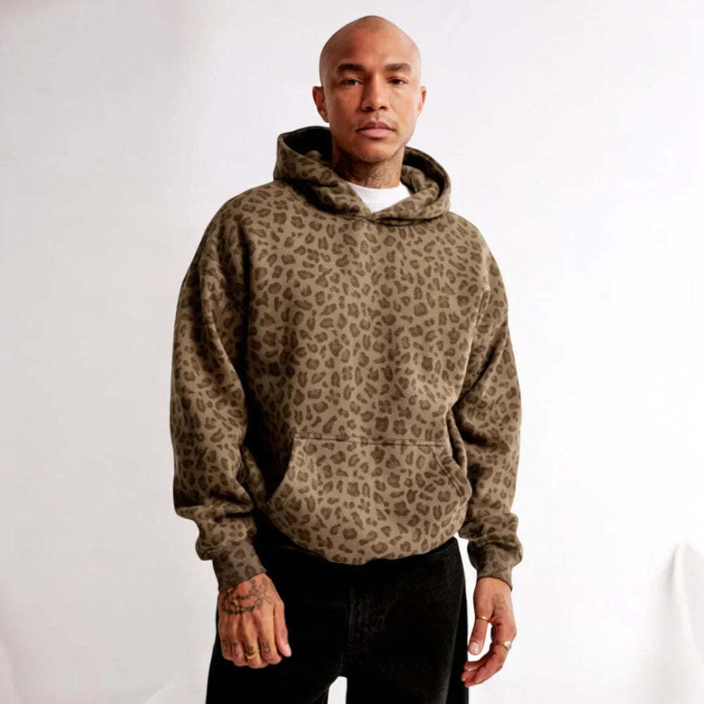 Printed Pullover Hoodie With Kangaroo Pocket