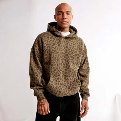 Printed Pullover Hoodie With Kangaroo Pocket