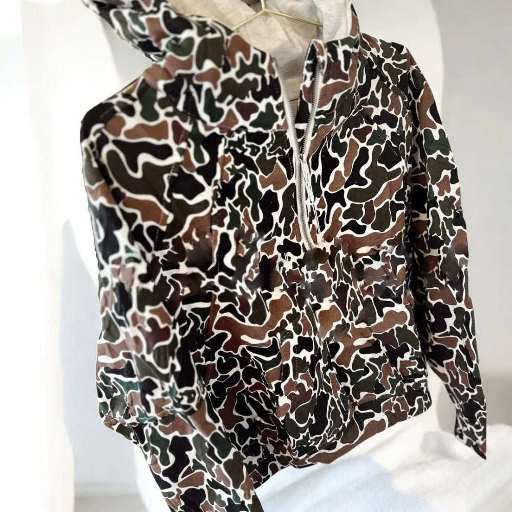 Patterned Pullover With Front Zipper