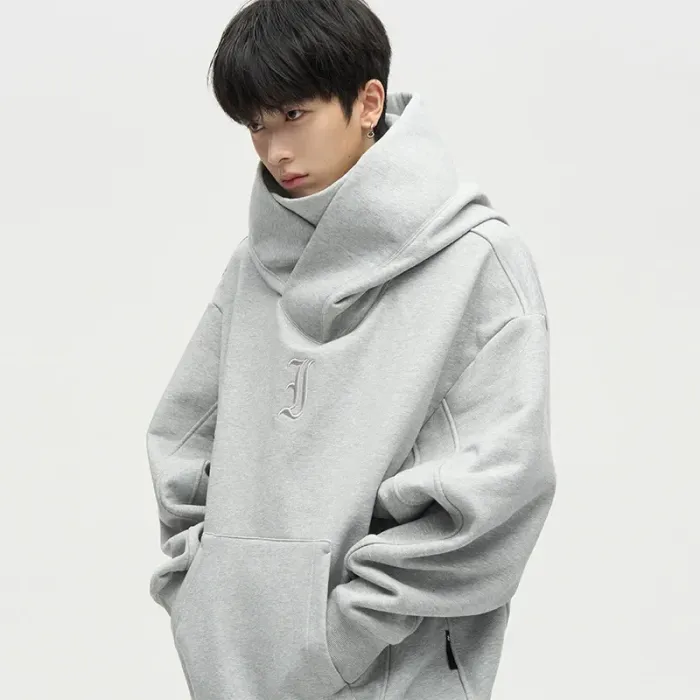 Oversized Double Layer Contour Hop Pullover Hoodie For Men