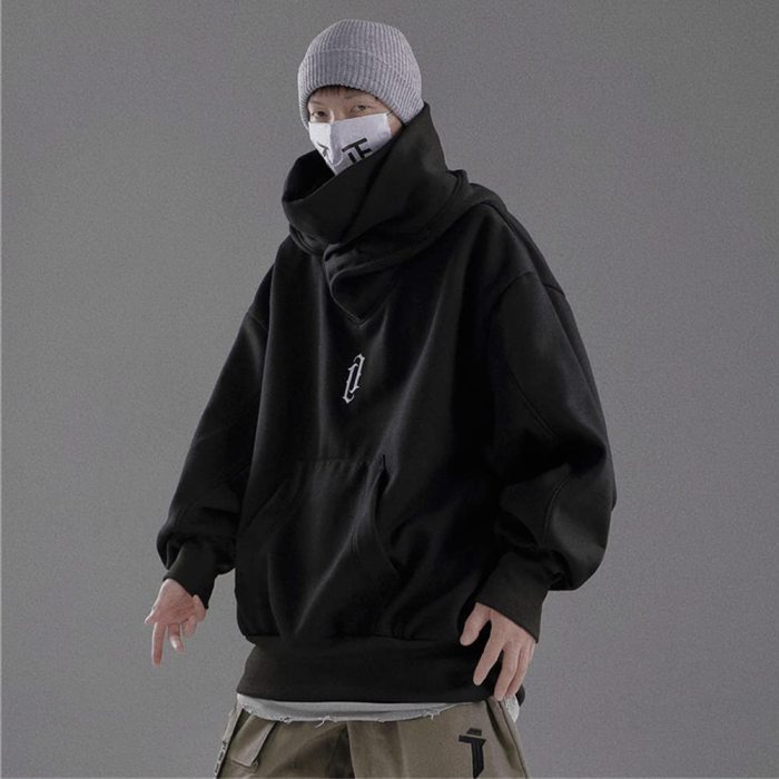Oversized Double Layer Contour Hop Pullover Hoodie For Men
