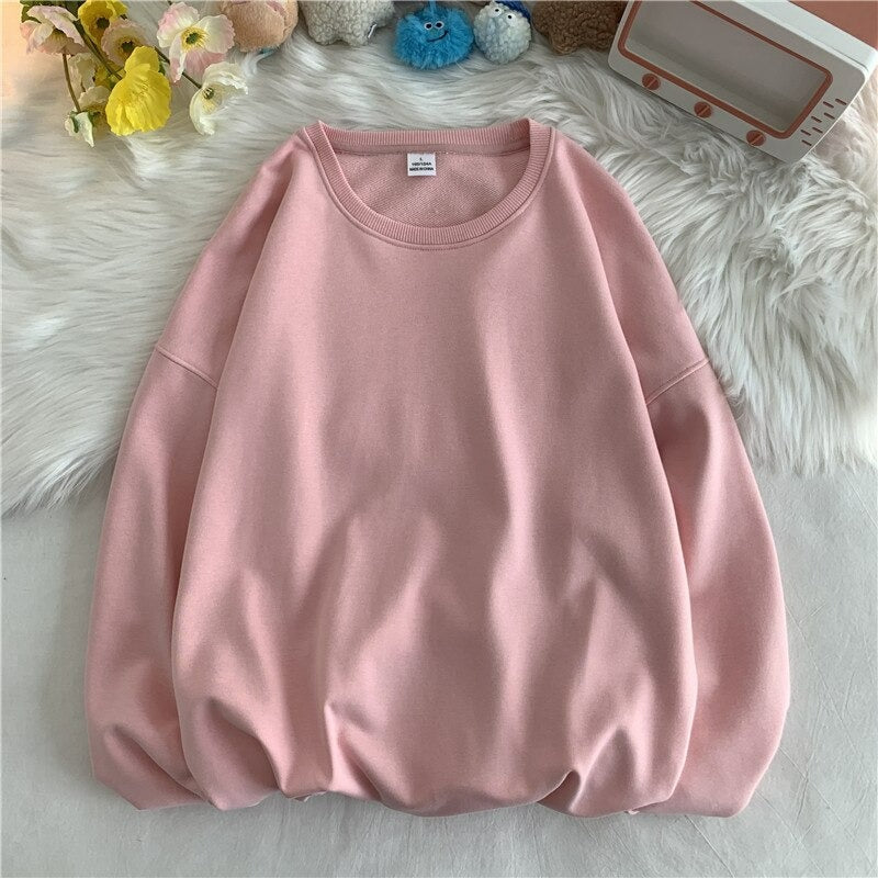Women's Solid Color Oversized Drop Shoulder Sweatshirt-Soco Hoodie