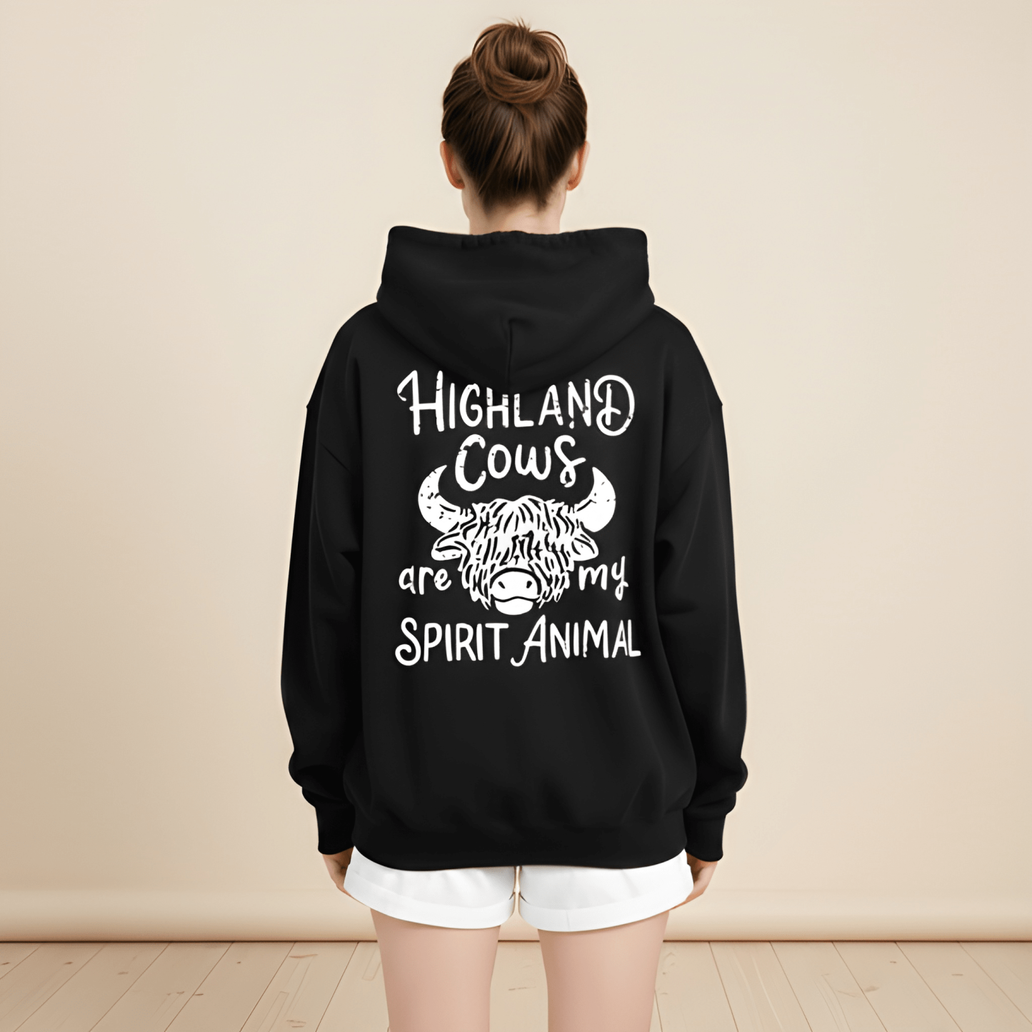 Oversized Highland Cow Graphic Hoodie