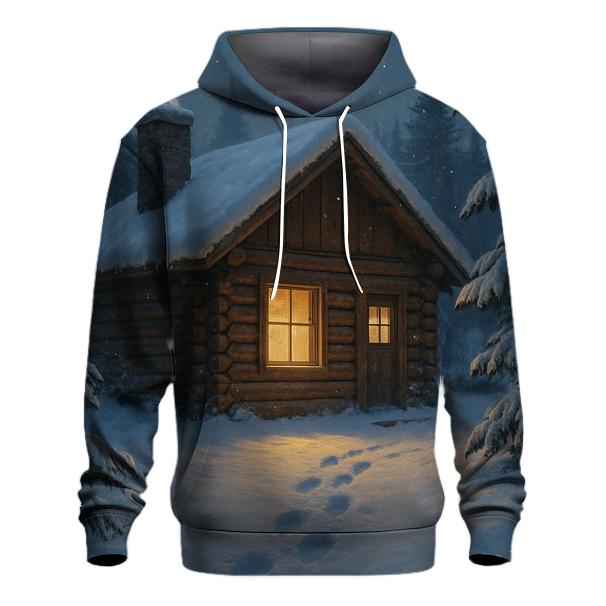 Snowy Cabin Dusk heavyweight hoodies