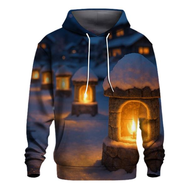 Snow Lantern Pathway designer hoodies