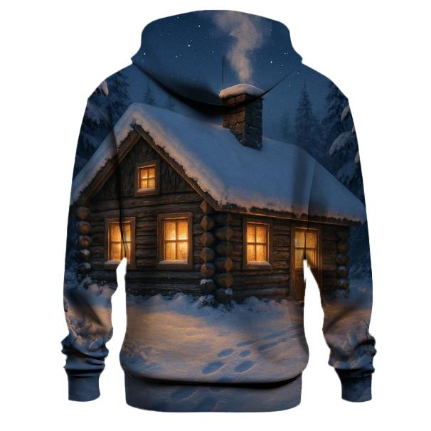 Snow Topped Cabin Dusk pullover hoodies