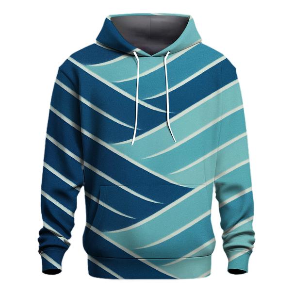 Diagonal Indigo Waves graphic hoodies