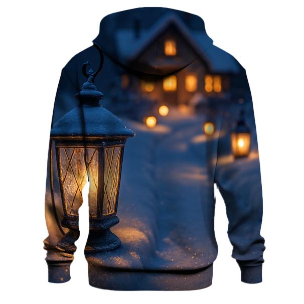 Snowy Lantern Path zip-up hoodies