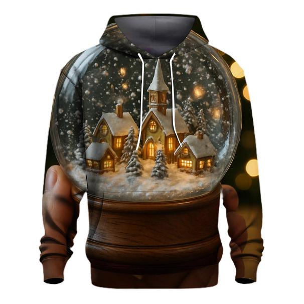 Snow Globe Village Night embroidered hoodies