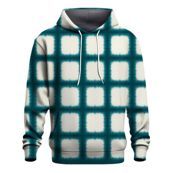 Teal Itajime Grid designer hoodies