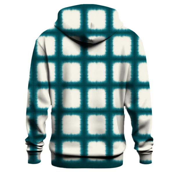 Teal Itajime Grid designer hoodies