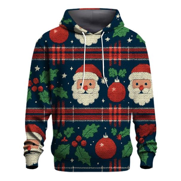 Santa Ornament Plaid Tapestry Design premium hoodies