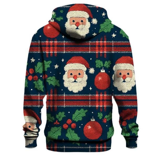 Santa Ornament Plaid Tapestry Design premium hoodies