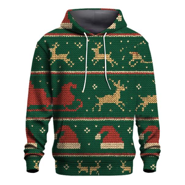 Stitched Santa Sleigh Band Design embroidered hoodies