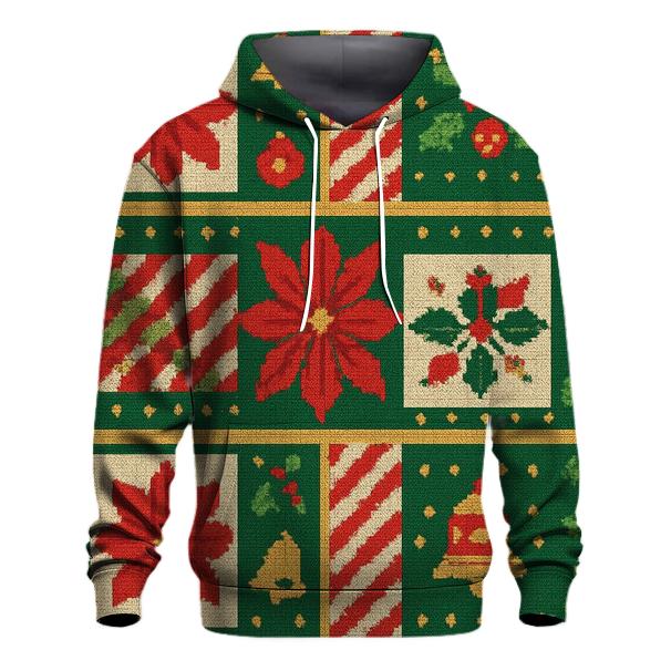 Pixel Poinsettia Plaid Parade Design printed hoodies