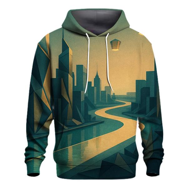 Luminous Origami City embroidered hoodies