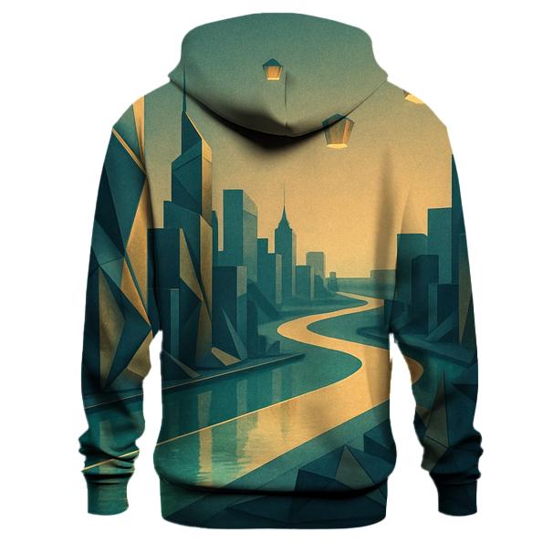 Luminous Origami City embroidered hoodies