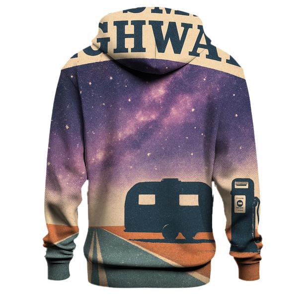 Starlit Route 66 Roadtrip Poster embroidered hoodies